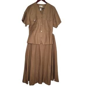 Apart 2 Piece Outfit Jacket & Skirt Size 12 Brown hue Linen and cotton